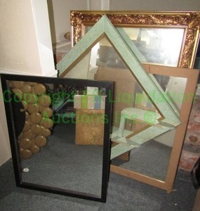 lot 112 image: Assorted framed large wall mirrors, 4 total