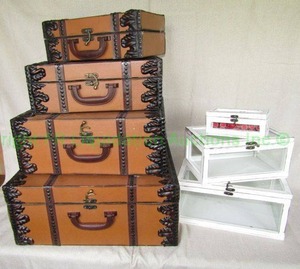 lot 63 image: suitcase style and glass storage nesting boxes
