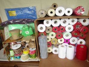 lot 78 image: Assorted rolls of ribbon and poly mesh as shown