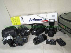 lot 28 image: Assorted cameras including Olympus and other brands plus accessories