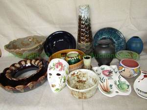 lot 163 image: Assorted ceramic decor and dishes including Haeger USA and more