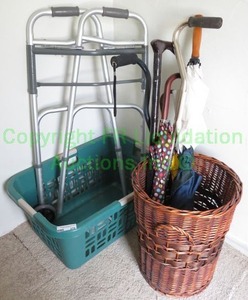 lot 276 image: Medical walker, canes and baskets