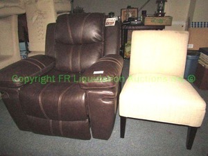 lot 154 image: Leather recliner chair and single accent chair