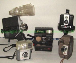lot 114 image: Vintage Revere model 81 8mm movie camera, Polaroid Polavision land camera and more as shown