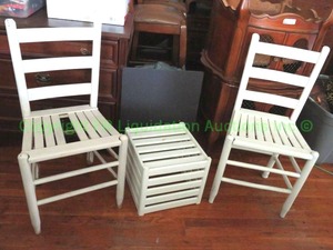 lot 174 image: Slat back accent chairs and matching end table