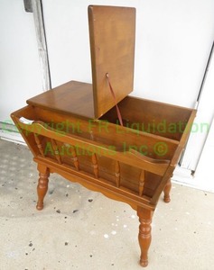 lot 160 image: Mid century red maple wood self storage end table