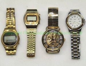 lot 64 image: Retro Bulova and Stellar digital watches and two mens watches as shown