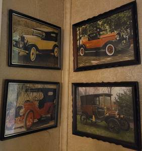 lot 21 image: Lot of 4 Framed Classical Cars as shown.
