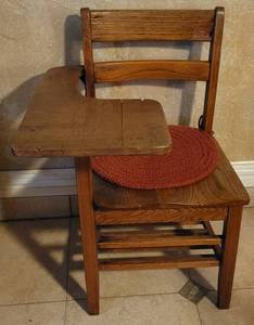 lot 30 image: Vintage Wooden School Student Desk as shown.