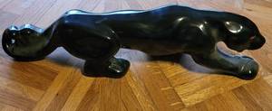 lot 32 image: Vintage Royal Haeger Glazed Ceramic Black Panther as shown.