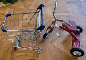 lot 36 image: Miniature Tricyle and Shopping Cart as shown.