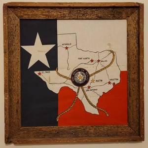 lot 52 image: Texas map with rustic wood frame as shown.