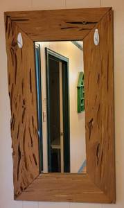 lot 59 image: Vintage custom made framed mirror in style, color, and condition shown.