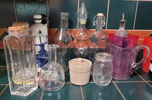 lot 70 image: Assorted glass containers and more as shown.