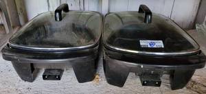 lot 112 image: Lot of 2 GE electric skillets with lids and power cords as shown. (Your bid x 2)