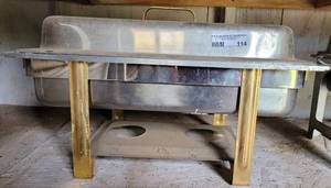 lot 114 image: Stainless steel chafing dish as shown.