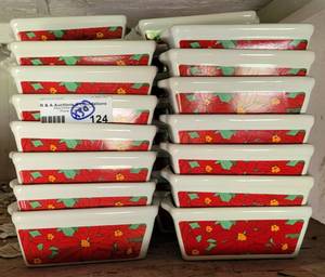 lot 124 image: Lot of 30 ceramic Christmas dishes as shown. (Your bid x 30)