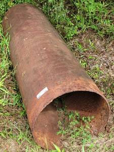 lot 156 image: Large Metal Pipe Section as shown. Approx 16in diameter  49in long.