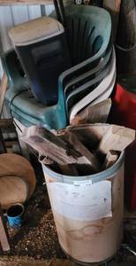 lot 212 image: Plastic Chairs, Cooler, And More as shown.