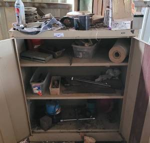 lot 225 image: Metal Storage Cabinet With Contents as shown.