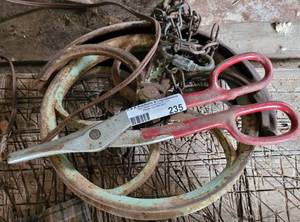 lot 235 image: Vintage Wheel Pully and Wire Cutters as shown.