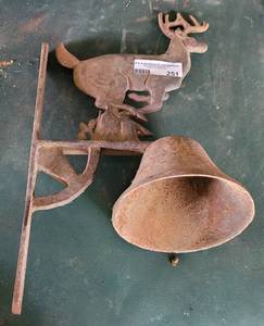 lot 251 image: Vintage Cast Iron Wall Mounting Bell as shown.