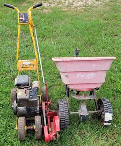 lot 267 image: McClane yard edger plus spreader as shown.