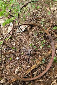 lot 172 image: Lot of 2 Vintage Wagon Wheels as shown. (Your Bid x2)