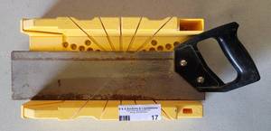 lot 17 image: MITER BOX WITH HAND SAW AS SHOWN.
