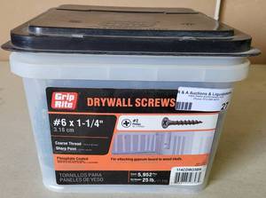 lot 27 image: 25LB TUB OF GRIP RITE DRYWALL SCREWS #6 x 1 14 AS SHOWN.