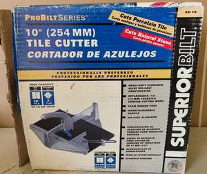 lot 28 image: SUPERIOR BILT 10 TILE CUTTER WITH BOX AS SHOWN.