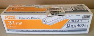 lot 104 image: HDX 12FT W x 400FT L CLEAR PAINTERS PLASTIC SHEETING AS SHOWN.