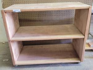 lot 120 image: WOODEN CART WITH SHELF AS SHOWN. APPROX. 32.5 W x 16 D x 28 H.