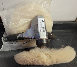 lot 131 image: VINTAGE RODAC PNEUMATIC AIR POLISHERBUFFER 10720 WITH BUFFING PADS AS SHOWN.
