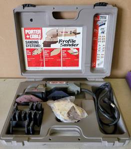 lot 167 image: PORTER CABLE 444 PROFILE SANDER WITH ACCESSORIES AND CARRYINGSTORAGE CASE AS SHOWN.