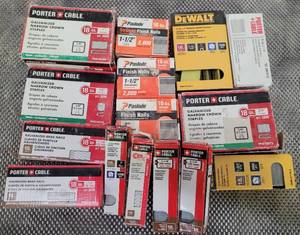 lot 203 image: LOT OF ASSORTED STAPLES, NAILS, BRAD NAILS AS SHOWN.