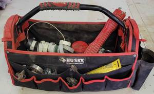 lot 228 image: TOOL CARRIER BAG WITH CONTENTS AS SHOWN.