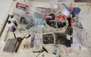 lot 238 image: LOT OF ASSORTED HARDWARE AND MORE AS SHOWN.