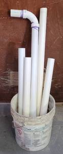 lot 251 image: LOT OF PVC PIPES IN VARIOUS SIZES AS SHOWN. BUCKET INCLUDED.