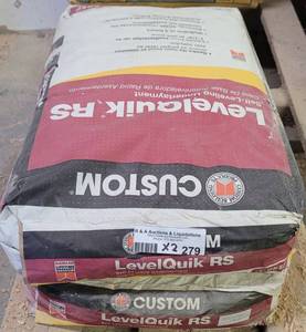 lot 279 image: LOT OF 2 50LB BAGS OF CUSTOM LEVELQUIK RS SELF-LEVELING UNDERLAYMENT AS SHOWN. (YOUR BID X 2)