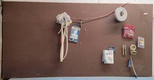 lot 282 image: PEGBOARD SHEET WITH CONTENTS AS SHOWN.