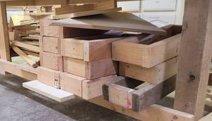 lot 334 image: LOT OF ASSORTED WOOD IN VARIOUS SIZES AND STYLES AS SHOWN.