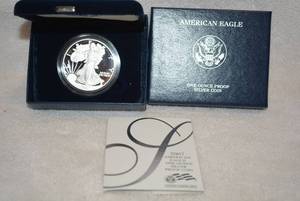 lot 144 image: 2007 American Eagle One Ounce Silver Proof Coin with Certificate of Authenticity