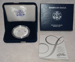 lot 146 image: 2007 American Eagle One Ounce Silver Proof Coin with Certificate of Authenticity