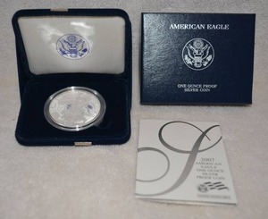 lot 147 image: 2007 American Eagle One Ounce Silver Proof Coin with Certificate of Authenticity