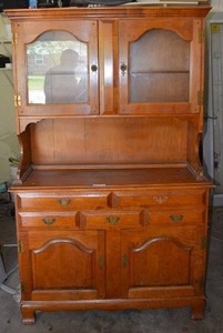 lot 99 image: Vintage Hale Kitchen Hutch Brass Hardware, Magnet Glass Doors on Top