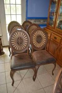 lot 48 image: Set of 6 Chairs Metal Circle Back, Padded Seats