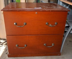 lot 134 image: 2 Drawer Lateral File Cabinet, Cherry Finish