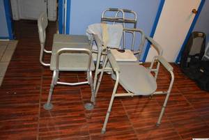 lot 45 image: Portable Potty Chairs, Walker, and Shower Seat