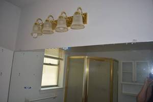 lot 194 image: Large Mirror and Brass Vanity Fixture